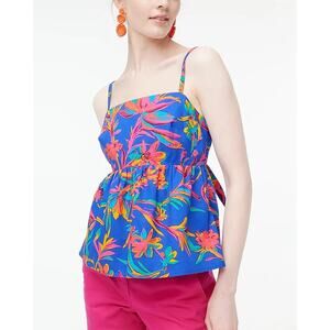 J.CREW FACTORY Tank Top Size 14 Blue Floral Tropical Tie Back Strappy Summer